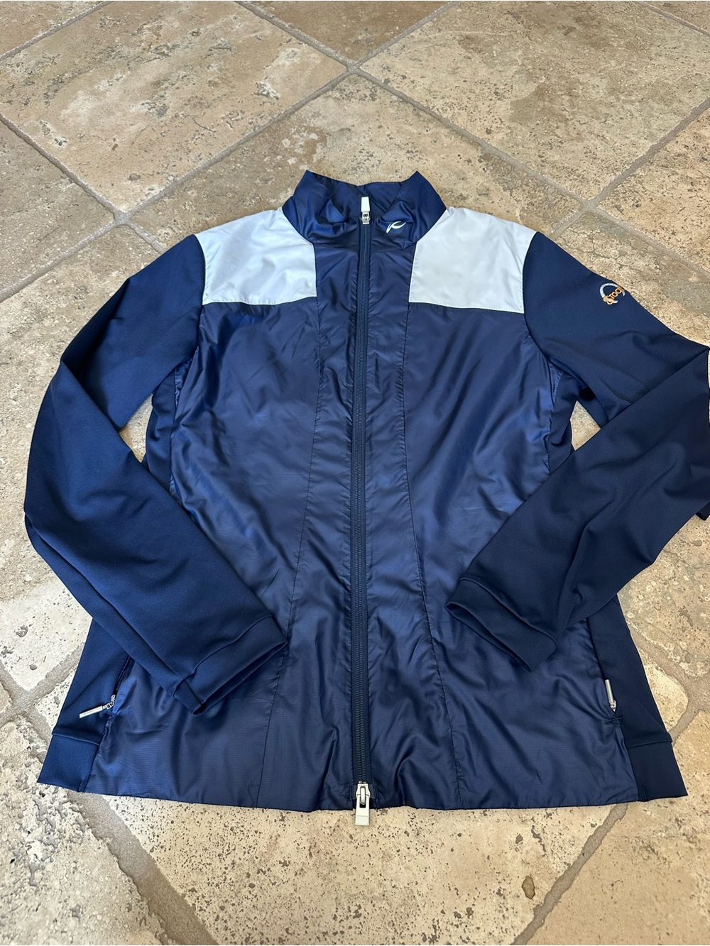 Women’s Navy Utility Jacket with Light Gray Shoulder Panels